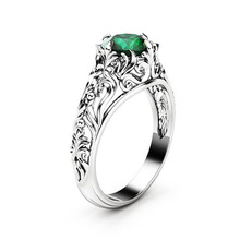 Anillos de Compromiso de circonita verde para mujer, Color plateado, anillos de boda para mujer, flor, forma de vid, cristales, joyería de moda, anillo de amor 2024 - compra barato