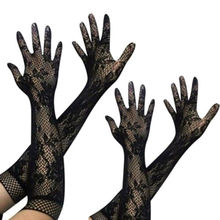 Women Lace Gloves Hot Sexy Women's Transparent Long Lace Hollow Out Gloves Stretch Long Lace Gloves Three Colors 2024 - buy cheap