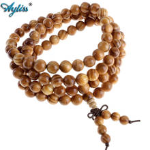 Ayliss Hot High Quality 6mm 8mm Natural Wood Buddha Buddhist Prayer Mala Beads 4-Row Bracelet Necklace 1pc Long Braclet Jewelry 2024 - buy cheap
