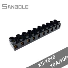 X5-1010 10A/10P Terminal blocks 10 positions Fixed Type Barrier Base Connection Plate with 20 screws Black (10PCS) 2024 - buy cheap