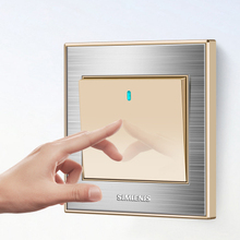 1 2 3 4 1 gang 2way Tipo 86 parede fonte de alimentação interruptor do painel de desenho Fio de aço Inoxidável de ouro Champagne soquete com led 3 5 buraco