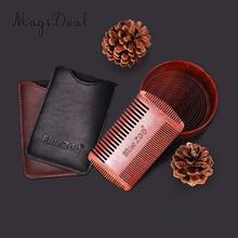 Anti Static Natural Sandalwood 4 Sided Fine Coarse Teeth Men Beard Mustaches Grooming Shaving Comb with PU Leather Bag Case 2024 - buy cheap