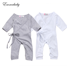 Newborn Infant Baby Boy Girl Cotton Romper Jumpsuit Boys Girl Angel Wings Long Sleeve Rompers White Gray Autumn Clothes Outfit 2024 - buy cheap