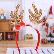 Christmas Headband Hat Sequin Hat Reindeer Antlers Clip Bows Santa Xmas Adult 2 Color 2024 - buy cheap
