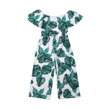 Summer Cute Baby Girl Off Shoulder Romper Playsuit Jumsuit Printing Green Leaf Princess Clothes Outfits 2024 - buy cheap