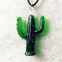 6pcs Custom ins Style Hand made Murano Glass artificial cactus Figurines decoracion pendant Men's Necklace Ornaments accessories 2024 - buy cheap