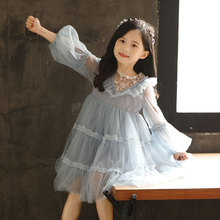 lace tulle vintage gown age for 3 - 12 yrs little girls ruffle christmas dress graduation prom autumn winter long sleeve frocks 2024 - buy cheap