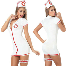 Nova lingerie sexy e uniforme de enfermeira, fantasia feminina manga curta com decote em v para verão 2024 - compre barato