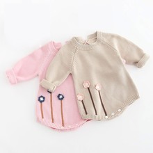 Knitted Baby Girl Bodysuit Tollder Twins Girls Spring Fashion Flower Cotton Jumpsuit Bodysuits Kids Long Sleeve Body Clothes 2024 - buy cheap