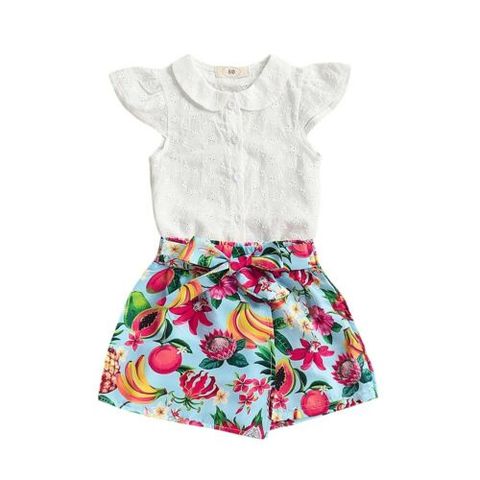 Очаровательная одежда с цветочным рисунком для маленьких девочек; футболка; топы + шорты; комплект из 2 предметов; новый летний костюм 2022 - купить недорого