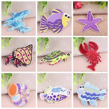 Fine Ocean Animal Fish Crab Patches Conch lobster Iron On Patches For Clothes Children T-shirt Dresses Sweater DIY Decoration 2024 - buy cheap