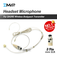Профессиональная 3pin XLR TA3F гарнитура головной кардиоидный конденсаторный микрофон для Shure беспроводной Bodypack передатчик входной разъем 2024 - купить недорого