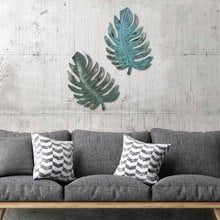 Arte de hoja azul para pared, decoración de hoja de hierro para el hogar, decoración nórdica para guardería 2024 - compra barato