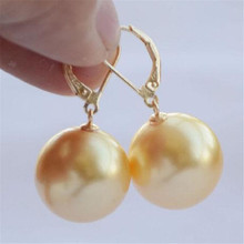Aurora aurora classic CLASP earbob REAL natural aurora 16mm south sea golden shell pearl earrings  chic Mesmerizing party 2024 - buy cheap