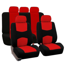 Conjunto completo de capas para assento de carro, 9 peças, com descanso para cabeça removível, ajuste universal, capa para banco dividido, (vermelho) 2024 - compre barato