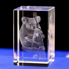 Adornos de decoración de cristal para el hogar, modelo de Koala grabado con láser 3D, regalo de viaje Fengshui, artesanía para niños, accesorios de decoración del hogar 2024 - compra barato