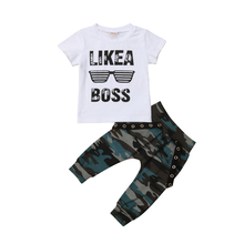 FOCUSNORM-Conjunto de ropa de manga corta para niño, camiseta de Hip Hop, pantalones de camuflaje, 2 uds. 2024 - compra barato