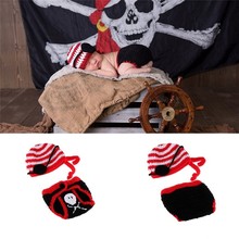 Moeble Pirate clothing Newborn Boys Photography accessories Props Crochet  baby Hat and Diaper Set Handmade baby Costume 2024 - buy cheap