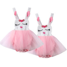 Одежда для маленьких девочек, кружевное платье-комбинезон с кроликом для принцессы, праздничные платья-пачки 2024 - купить недорого