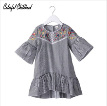 Baby Toddler Girls Summer Dress Embroidery Kids Party Christmas Stripe Long Sleeve Dresses For Girls Fashion Princess Clothes 2024 - buy cheap