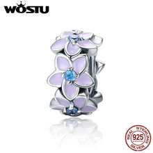 WOSTU European 925 Sterling Silver Darling Daisies Spacer Charm Fit Original Brand Bracelet Necklace Authentic Jewelry Gift 2024 - buy cheap