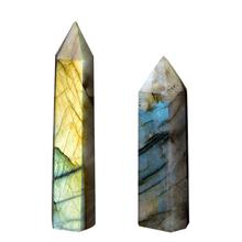 100% Natural Labradorite Moonstone Crystal Stone Hexagonal Edge Degaussing Energy Stone Quartz Ornaments 2024 - buy cheap
