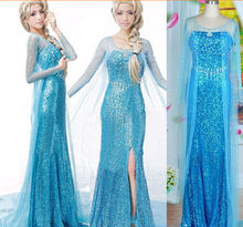 Hot Sales Elsa Queen Adult Women Dress Costume Cosplay Flowery Fancy Party Gown Dresses Vestido Blue Sexy Women Clothing 2024 - buy cheap