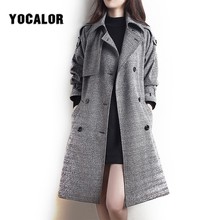 2019 Female Plaid Overcoat Coats Womens Windbreakers Autumn Trench Coat For Women Sashes Long Cape Manteau Femme Cloak 2024 - buy cheap