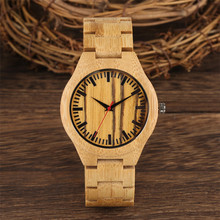 Unique Yellow Stripes Wooden Watch for Men Relogio Masculino Quartz Man Clock Ultra-light Wood Bangle Strap Wrist Watch Mens 2024 - buy cheap