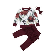 3PCS US Newborn Baby Girl  Newborn Baby Girl Flower Tops Ruffle Pants Leggings Outfits Clothes 0-24Months 2024 - buy cheap