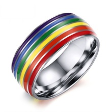 Anéis de casamento do orgulho gay, joia para mulheres e homens, aço inoxidável, anéis de noivado 8mm 2024 - compre barato