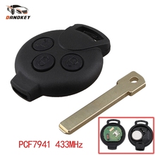 Dandkey 3 Button Fob For Mercedes Benz Smart Fortwo 451 2007-2013 433Mhz With PCF7941 Chip Uncut Blade Smart Remote Car Key 2024 - buy cheap