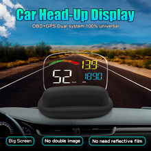Автомобильный HUD Head-Up дисплей OBD +/GPS двойная система предупреждение о превышении скорости с интерфейсом OBD II цифровая Проекция HD дисплей HUD 2024 - купить недорого