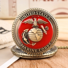 Top Gifts United State Marine Corps Theme Quartz Pocket Watch Fashion Red Souvenir Pendant Necklace Chain Military Watch for Men 2024 - buy cheap