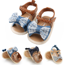 Sandalias de princesa de cuero para bebé recién nacido niños y niñas, zapatos suaves con lazo para cuna 2024 - compra barato
