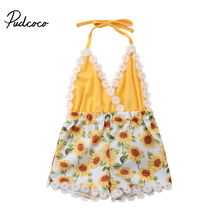 Pudcoco-Pelele de encaje de girasol para niñas pequeñas, conjunto de vestimenta de ropa de sol Floral sin mangas, 3M-5Y 2024 - compra barato