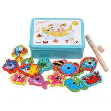 16 шт. набор пластиковых магнитных игрушек для рыбалки игра для детей рыбка Крытая уличная Забавная детская деревянная приманка для воды с металлической коробкой 2024 - купить недорого
