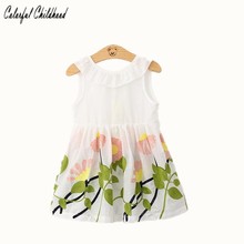 Bonito vestido sin mangas de verano con lazo bordado floral para niñas vestido de bebé sin espalda estilo fresco de algodón acogedor clothing2-9Y para niñas 2024 - compra barato