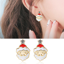 Pendientes de Papá Noel para mujer y niña, aretes de plata de imitación, Clips para las orejas, sin Piercing, joyería 2024 - compra barato