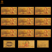 10 unids/lote buen producto Tailandia billetes de oro 1000 Baht papel dinero en oro réplica colección de moneda 2024 - compra barato