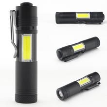 2019 Новый 1000 люмен мини фонарик Q5 светодиодный + COB светодиодный факел лампы фонарик в виде авторучки с зажимом 4 режима для AA/14500 Батарея 2024 - купить недорого