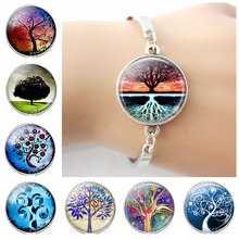 Pulseira de vidro de árvore da vida, estilo simples, citação, cabochão, joias, pinturas diy, árvore da vida, arte, artesanal, presente de viajante feminino 2024 - compre barato