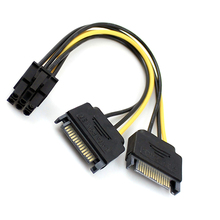 CYSM Dual SATA 15 Pin Male M to PCI-e Express Card 6 Pin Female Graphics Video Card кабель питания 15 см 2024 - купить недорого