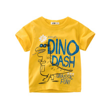 От 2 до 10 лет летняя футболка с рисунком динозавра для маленьких мальчиков, футболки для маленьких мальчиков и девочек, одежда хлопковые топы с надписями для малышей 2024 - купить недорого