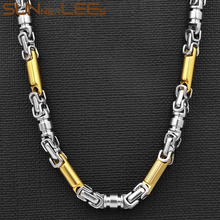 SUNNERLEES Jewelry Stainless Steel Necklace 6mm Geometric Byzantine Link Chain Silver Color Gold Plated Men Women SC93 N 2024 - buy cheap