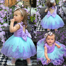 6M-5Y Kids Baby Girls Formal Princess Dress Sleeveless Embroidery Flowers Tutu Tulle Party Wedding Dress Bow Backless Ball Gown 2024 - buy cheap