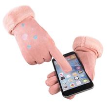 Велосипедные перчатки, полные перчатки, осенне-зимние перчатки, женские теплые хлопковые перчатки для сенсорных экранов, бархатные плотные перчатки для девушек 2024 - купить недорого