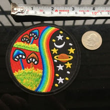 PGY Starry Sky Embroidered Patches for Clothing Rainbow Mushroom Appliques Diy Round Coat Hats Parches Hat Jeans Stickers Decor 2024 - buy cheap