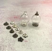 50pcs/lot 20x12mm DIY hollow glass globe with setting lace base beads cap set orb glass vials pendant glass wishing bottle decor 2024 - buy cheap