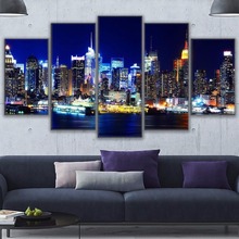 5 Pieces Los Angeles City Nightscape Poster Picture Canvas HD Printed Painting For Living Room Home Decor Framework Wall Art 2024 - buy cheap